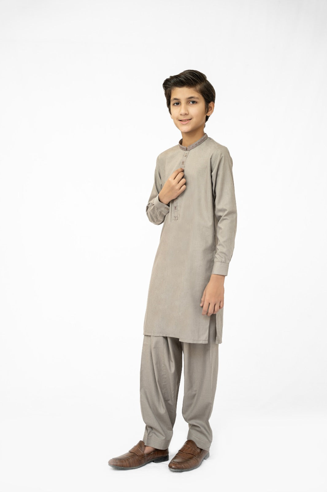 Light Taupe Boys Kurta Shalwar