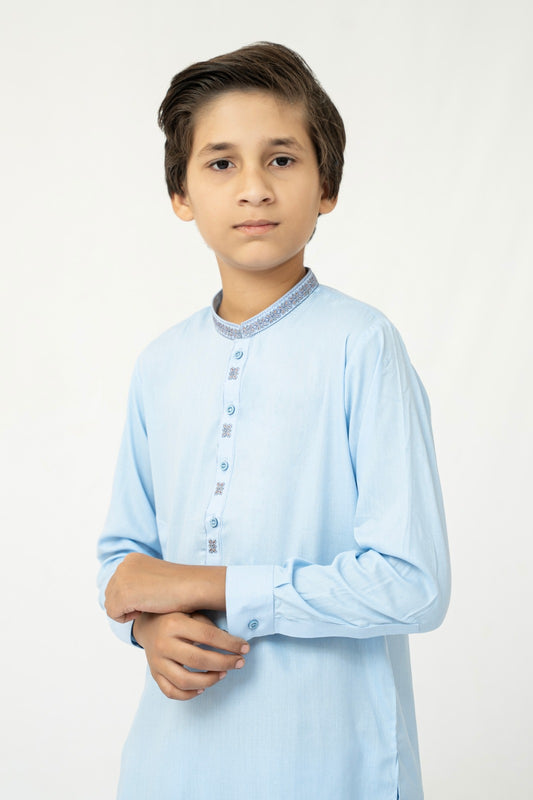Bright Blue Boys Kurta Shalwar
