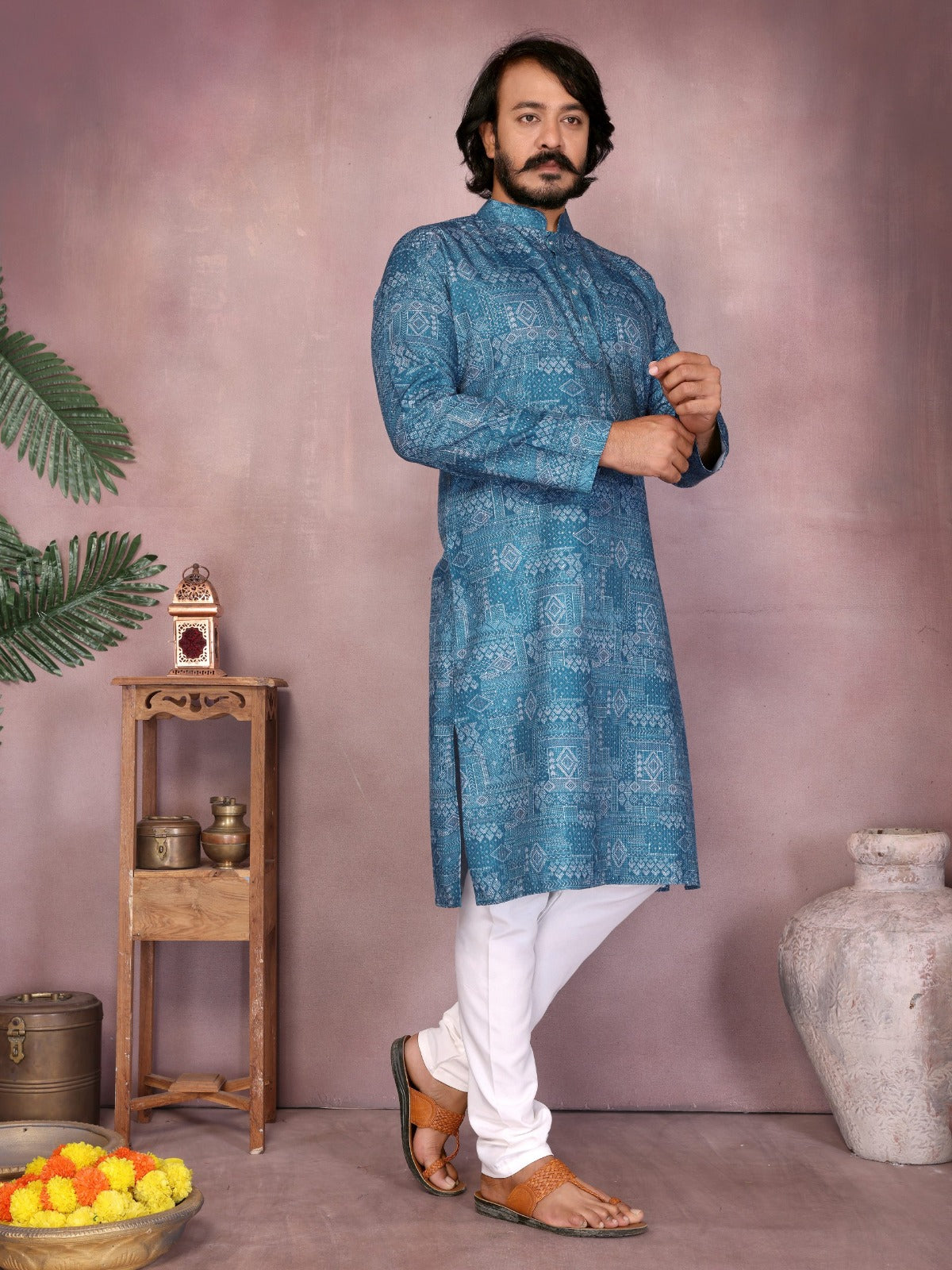 Earth Blue Sequence Kurta