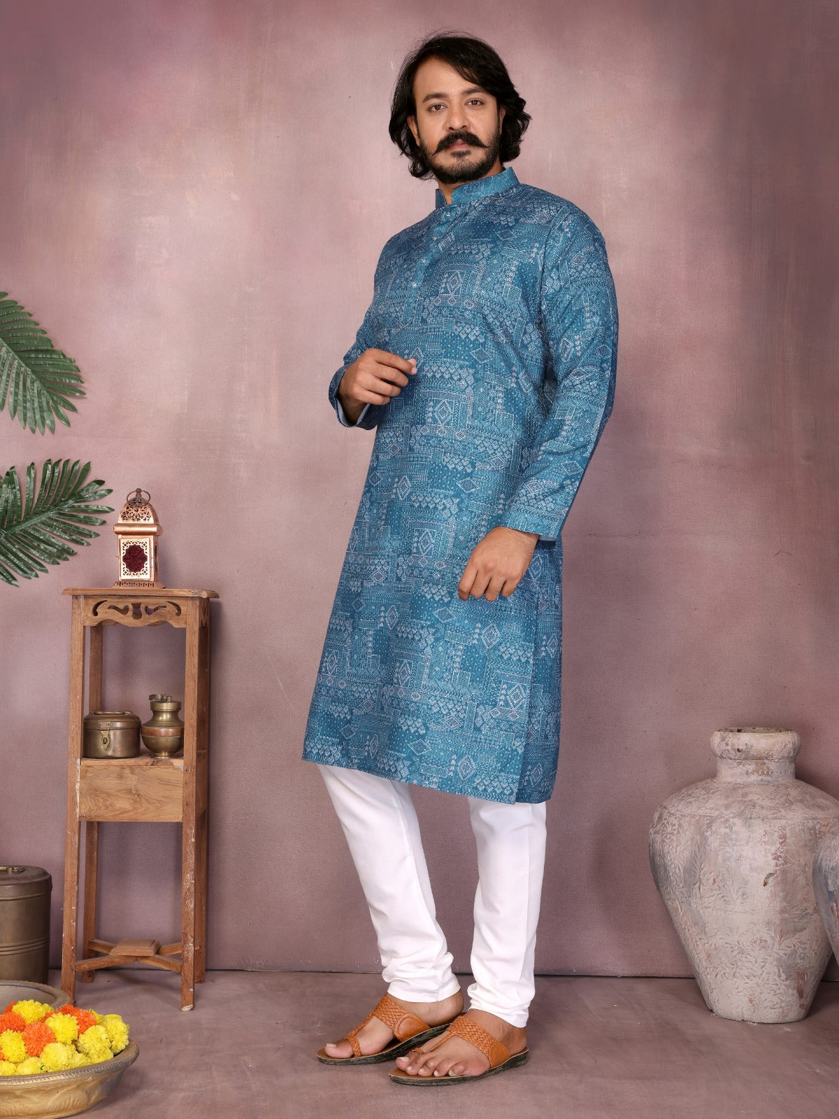 Earth Blue Sequence Kurta
