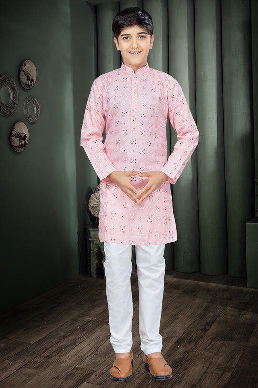 Pink Prince Boys Mirror Kurta Pajama