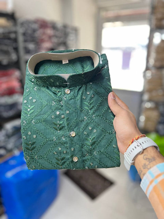 Emerald Heir Sequins Boys Kurta Pajama
