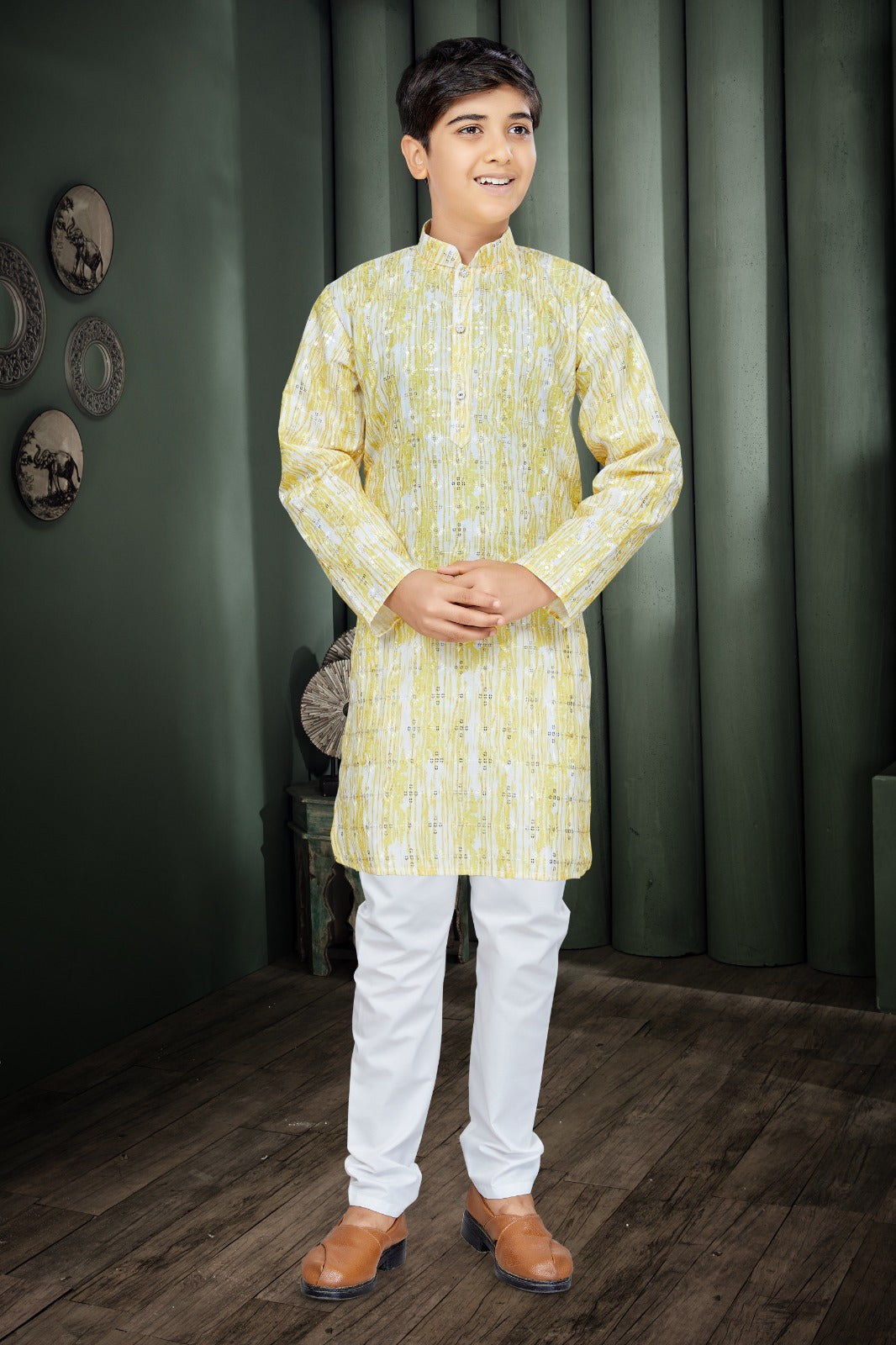 Shehzada Sun Yellow Boys Kurta Pajama