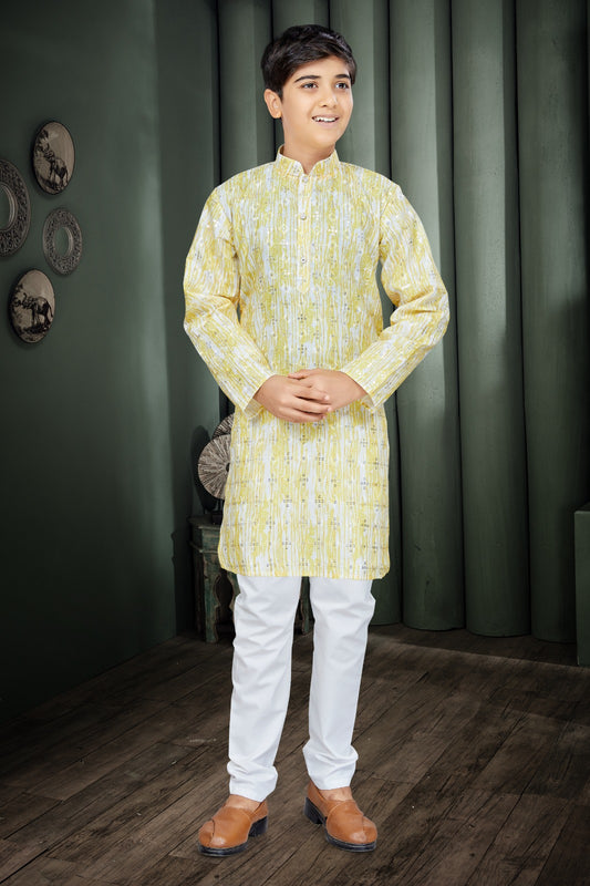 Shehzada Sun Yellow Boys Kurta Pajama