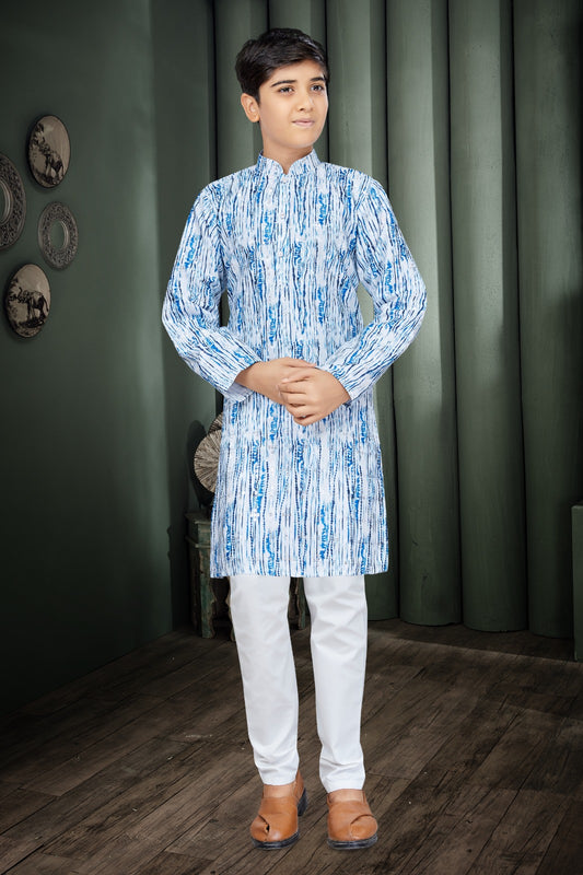 Blue Arctic Aura Sequins Boys Kurta Pajama