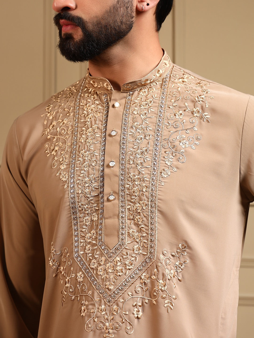 Beige Line Kurta Pajama