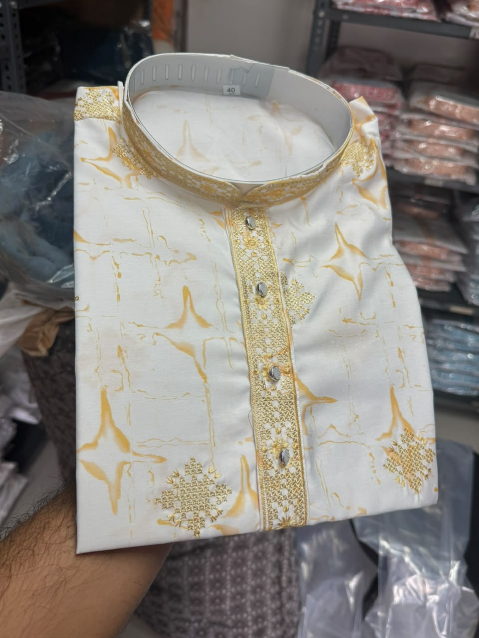 Yellow & white sequins Kurta Pajama