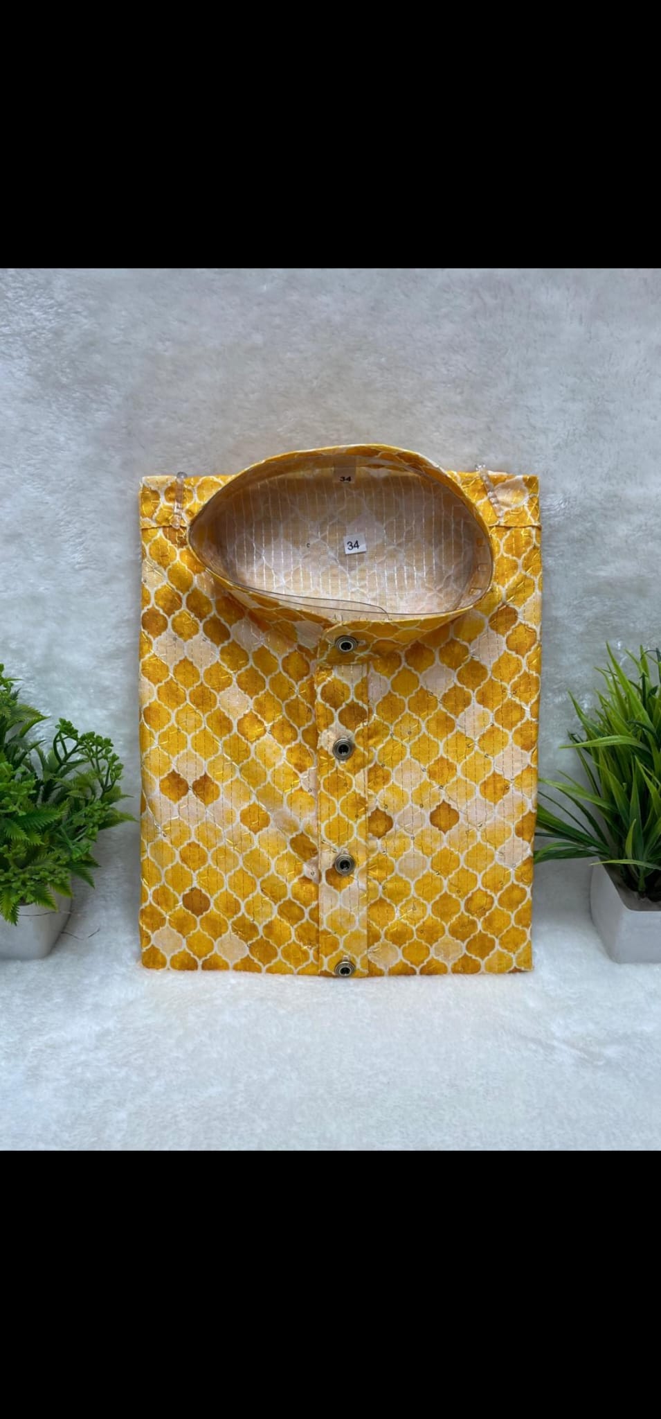 Mustard Honeycomb Kurta