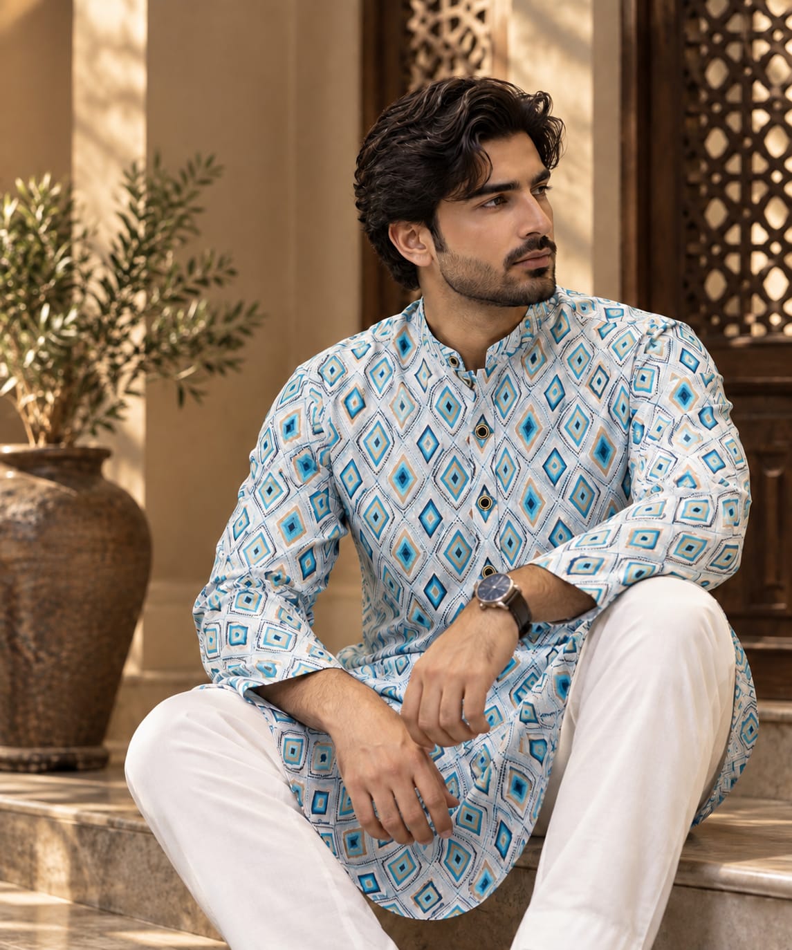 Blue Peacock Kurta