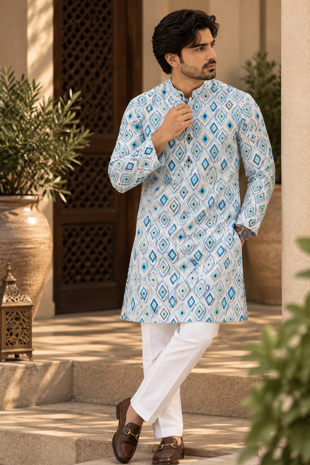 Blue Peacock Kurta