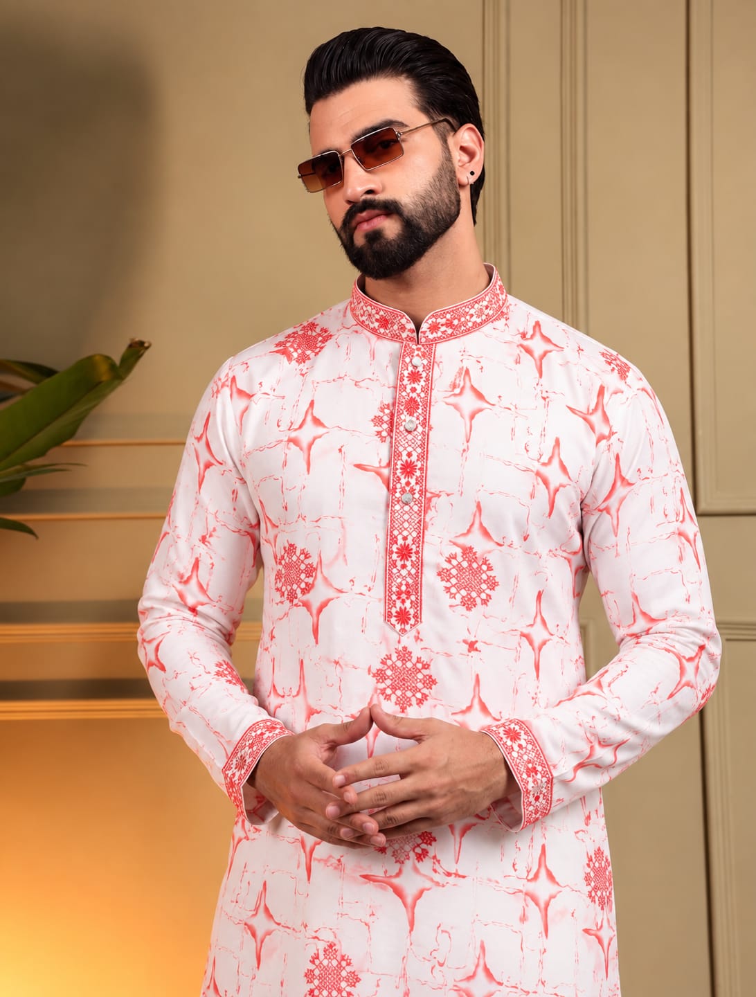 Pink & white sequins Kurta Pajama