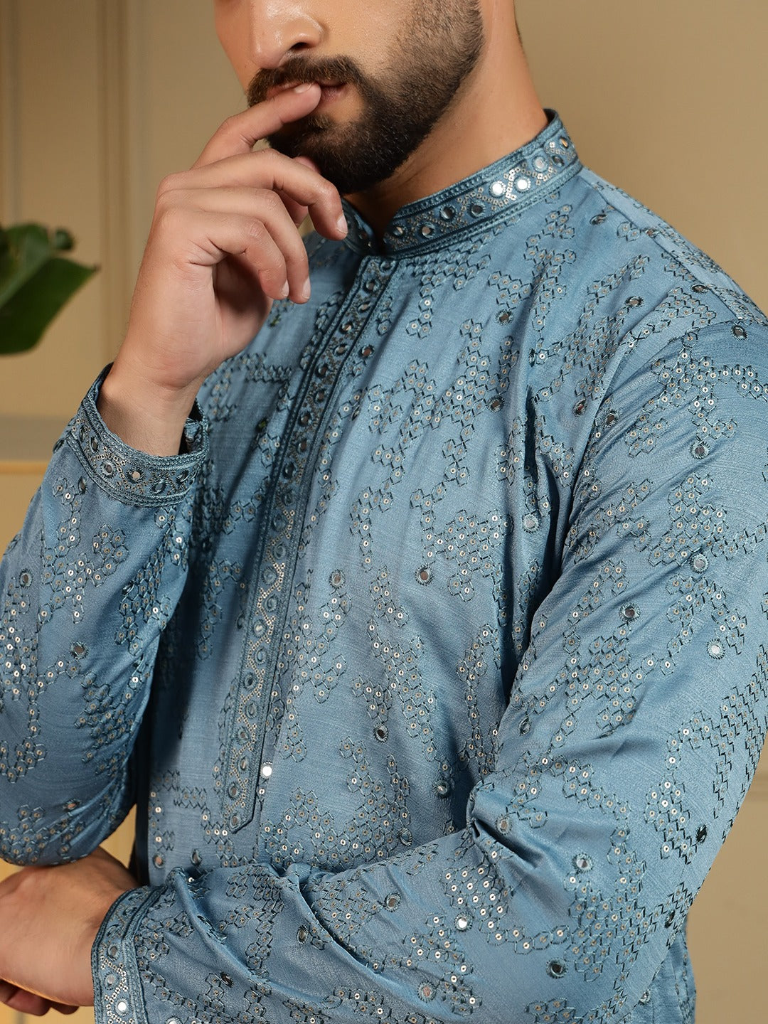 Blue Chamak Kurta Pajama