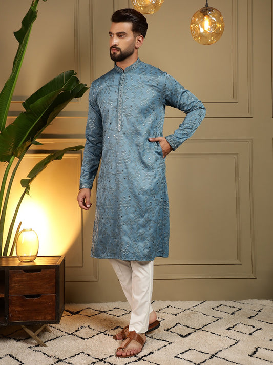 Blue Chamak Kurta Pajama