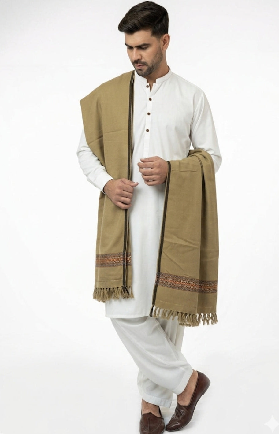 Olive Beige Drape Shawl