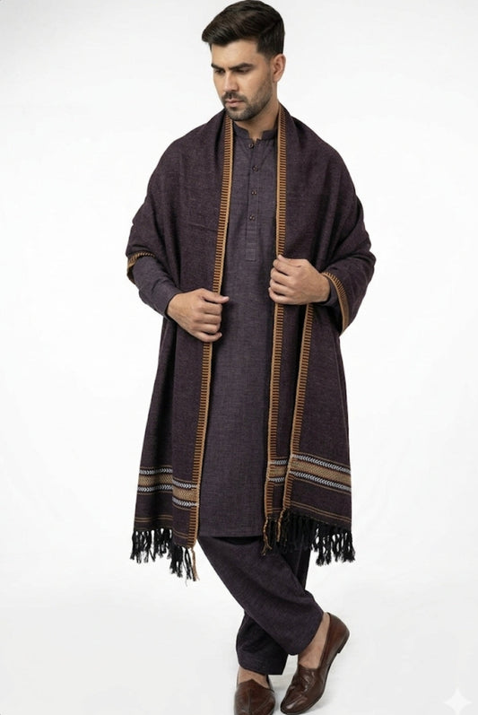 Two-tone Burnt burgundy Drape Shawl